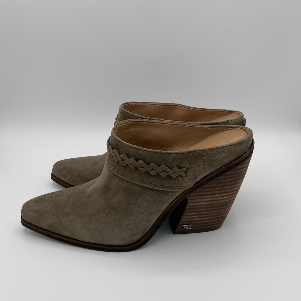 Sam Edelman Alison Suede Heeled Mule~Desert Olive~Size 7~Brand NEW!